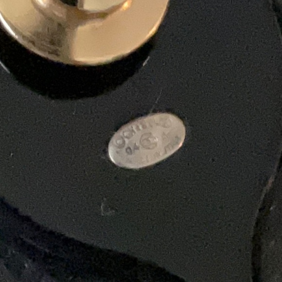 Vintage Chanel Black CC Crystal Mirror Pin - Picture 4 of 9